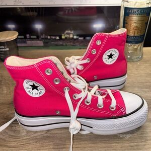 Converse Pink Platform High-Top Sneakers